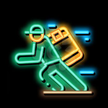 Delivery Express Courier Big Parcel neon light sign vector. Glowing bright icon Delivery Express Courier Big Parcel sign. transparent symbol illustration