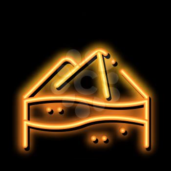 Desert neon light sign vector. Glowing bright icon Desert sign. transparent symbol illustration
