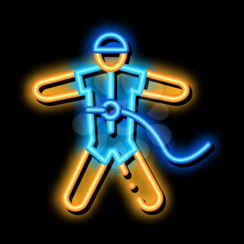 Skydiver with Insurance neon light sign vector. Glowing bright icon Skydiver with Insurance sign. transparent symbol illustration