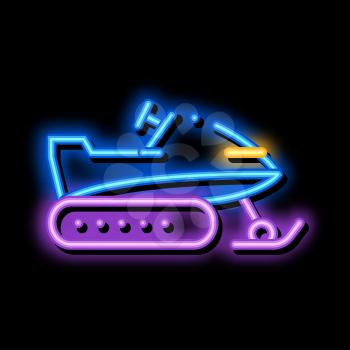 Snowmobile neon light sign vector. Glowing bright icon Snowmobile sign. transparent symbol illustration