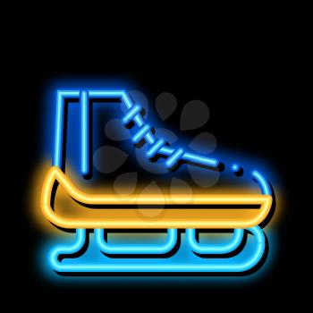 Skates neon light sign vector. Glowing bright icon Skates sign. transparent symbol illustration