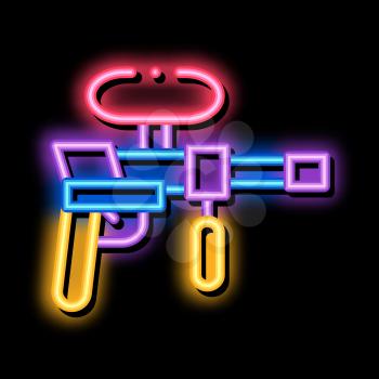 Paintball Gun neon light sign vector. Glowing bright icon Paintball Gun sign. transparent symbol illustration