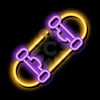 Skate with Wheels neon light sign vector. Glowing bright icon Skate with Wheels sign. transparent symbol illustration