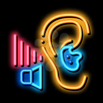 Bad Hearing neon light sign vector. Glowing bright icon Bad Hearing sign. transparent symbol illustration