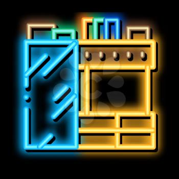 Kitchen neon light sign vector. Glowing bright icon Kitchen sign. transparent symbol illustration