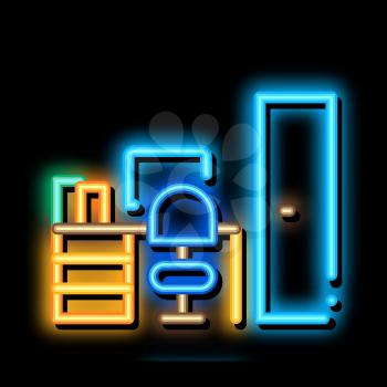 Workplace Rooms neon light sign vector. Glowing bright icon Workplace Rooms sign. transparent symbol illustration
