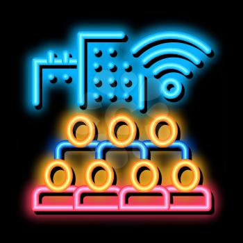 Residents Connect Wi-Fi neon light sign vector. Glowing bright icon Residents Connect Wi-Fi sign. transparent symbol illustration