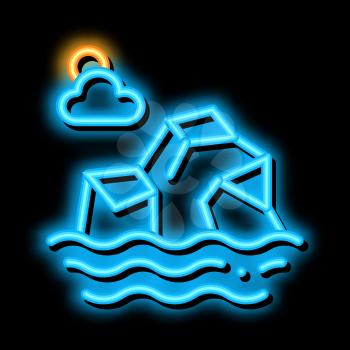 Iceberg in Sea neon light sign vector. Glowing bright icon Iceberg in Sea sign. transparent symbol illustration