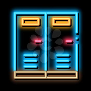 Locker Rooms neon light sign vector. Glowing bright icon Locker Rooms sign. transparent symbol illustration
