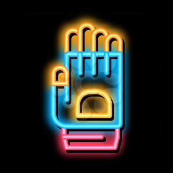 Protective Glove neon light sign vector. Glowing bright icon Protective Glove sign. transparent symbol illustration