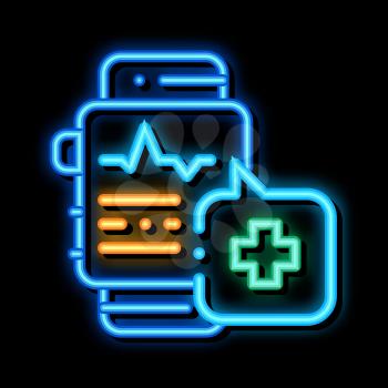 Heartbeat Watch neon light sign vector. Glowing bright icon Heartbeat Watch sign. transparent symbol illustration