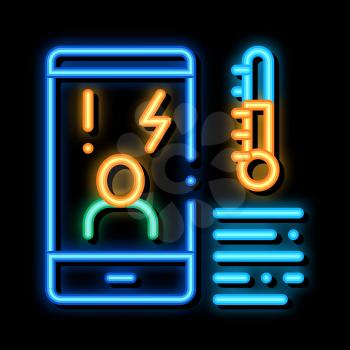 Temperature Phone neon light sign vector. Glowing bright icon Temperature Phone sign. transparent symbol illustration