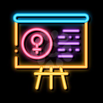 Blackboard Female neon light sign vector. Glowing bright icon Blackboard Female sign. transparent symbol illustration