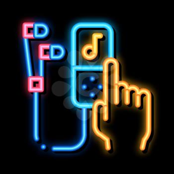Music Player neon light sign vector. Glowing bright icon Music Player sign. transparent symbol illustration
