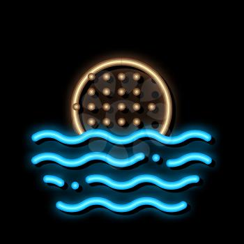 Ball On Water neon light sign vector. Glowing bright icon Ball On Water sign. transparent symbol illustration