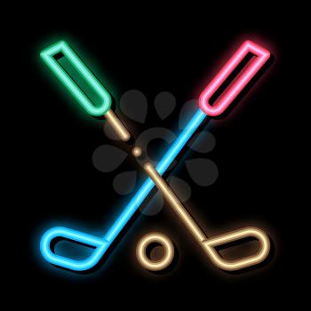 Golf Putters Ball neon light sign vector. Glowing bright icon Golf Putters Ball sign. transparent symbol illustration