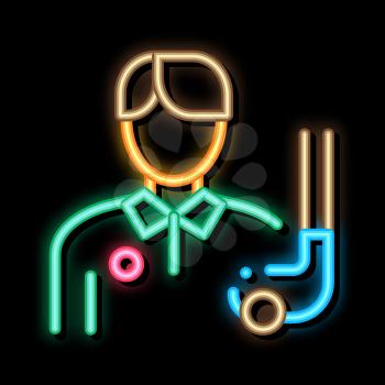 Man Golf Player neon light sign vector. Glowing bright icon Man Golf Player sign. transparent symbol illustration