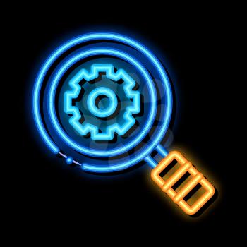 Gear Research neon light sign vector. Glowing bright icon Gear Research sign. transparent symbol illustration