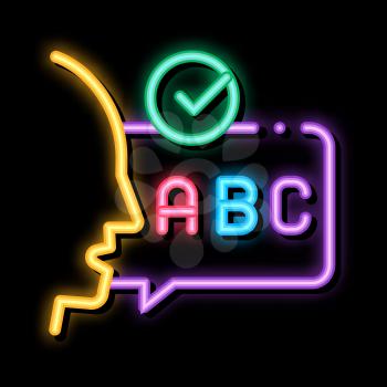 Alphabet Speech neon light sign vector. Glowing bright icon Alphabet Speech sign. transparent symbol illustration