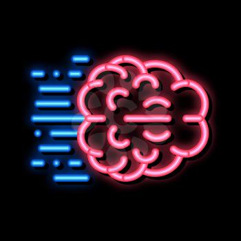 Fast Think Brain neon light sign vector. Glowing bright icon Fast Think Brain sign. transparent symbol illustration