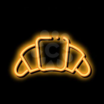 Croissant Delicious Snack neon light sign vector. Glowing bright icon Fresh Traditional French Croissant Morning Baked Dessert sign. transparent symbol illustration