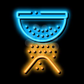 Sifting Flour Preparation neon light sign vector. Glowing bright icon Cuisine Utensil For Sifting Cookies And Pie Ingredient sign. transparent symbol illustration