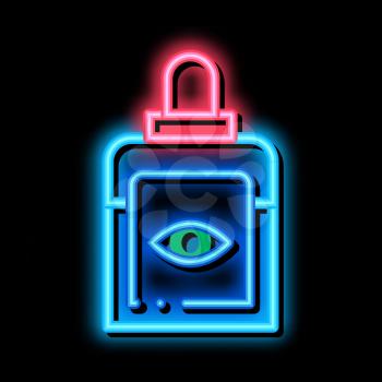 Bottle Drops For Sick Eyes neon light sign vector. Glowing bright icon Container With Drops For Healthcare Human Organ sign. transparent symbol illustration