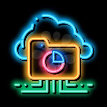Statistician Cloud Storage neon light sign vector. Glowing bright icon Statistician Diagram Folder, Internet Cloudy Storaging sign. transparent symbol illustration