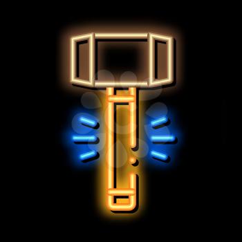 Hammer Tool neon light sign vector. Glowing bright icon Hammer Tool sign. transparent symbol illustration