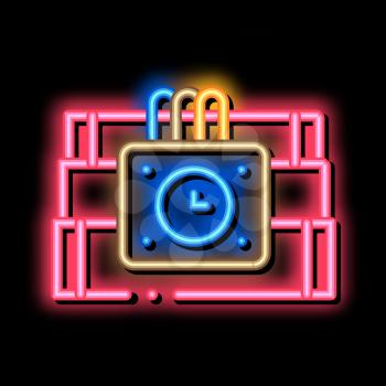 Dynamite Tool neon light sign vector. Glowing bright icon Dynamite Tool sign. transparent symbol illustration