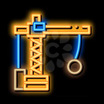 Demolition Crane neon light sign vector. Glowing bright icon Demolition Crane sign. transparent symbol illustration
