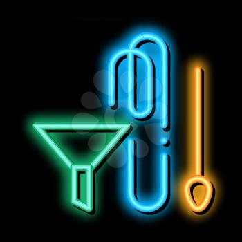 Funnel And Tube neon light sign vector. Glowing bright icon Funnel And Tube sign. transparent symbol illustration