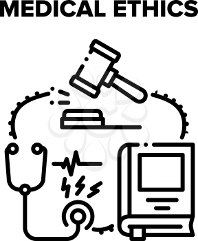 Medical Ethics Professional Vector Icon Concept. Medical Ethics Analyzing Practice Of Clinical Medicine And Scientific Research. Doctor Health Examination And Treatment Black Illustration