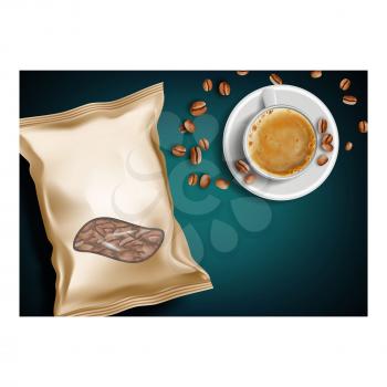 Coffee Robusta Creative Promotional Banner Vector. Coffee Robusta Drink, Beans And Blank Packaging On Creative Advertising Poster. Organic Product Stylish Concept Template Illustration