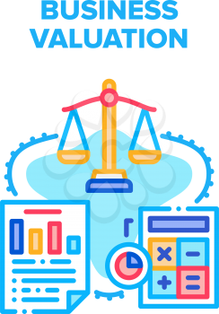 Business Valuation Vector Icon Concept. Business Valuation And Analyzing, Counting Annual Income And Calculate Profit, Financial Report Researching For Valuate Company Color Illustration