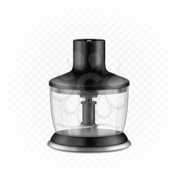 Food Processor Detail For Cut Nutrition Vector. Food Processor Container With Sharp Blade For Prepare Meat And Nourishment. Appliance With Cutting Knife Template Realistic 3d Illustration