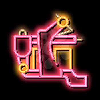Tattoo Machine neon light sign vector. Glowing bright icon Tattoo Machine sign. transparent symbol illustration
