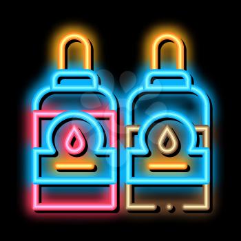 Bottles With Ink neon light sign vector. Glowing bright icon Bottles With Ink sign. transparent symbol illustration