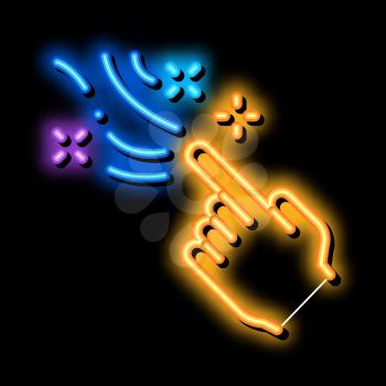 Magic Gesture neon light sign vector. Glowing bright icon Magic Gesture sign. transparent symbol illustration