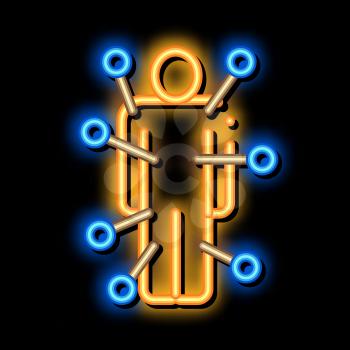 Doll With Pins neon light sign vector. Glowing bright icon Doll With Pins sign. transparent symbol illustration