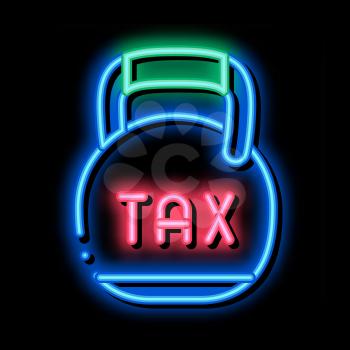 Metal Weight Tax neon light sign vector. Glowing bright icon Metal Weight Tax sign. transparent symbol illustration