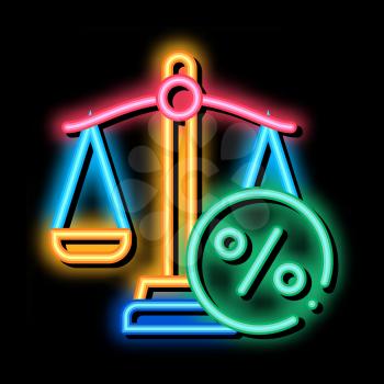 Scales Percentage neon light sign vector. Glowing bright icon Scales Percentage sign. transparent symbol illustration