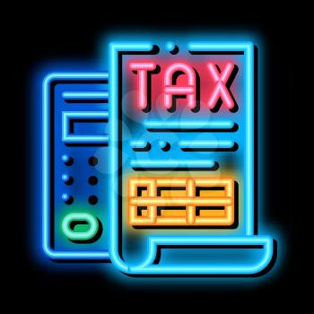 Tax Calculator neon light sign vector. Glowing bright icon Tax Calculator sign. transparent symbol illustration