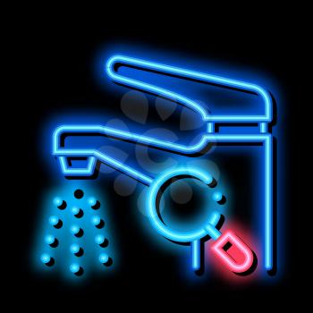 Faucet Research neon light sign vector. Glowing bright icon Faucet Research sign. transparent symbol illustration