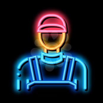 Plumber Worker neon light sign vector. Glowing bright icon Plumber Worker sign. transparent symbol illustration
