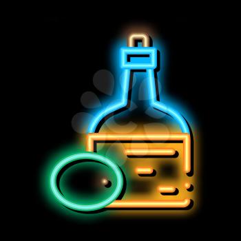 Olive Oil Bottle neon light sign vector. Glowing bright icon Olive Oil Bottle sign. transparent symbol illustration