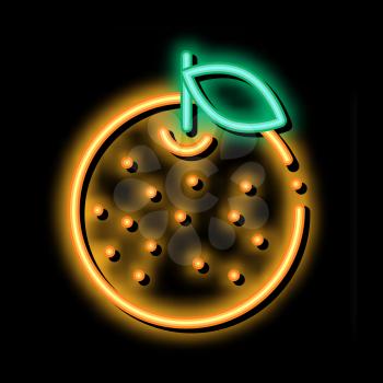 Orange Citrus neon light sign vector. Glowing bright icon Orange Citrus sign. transparent symbol illustration