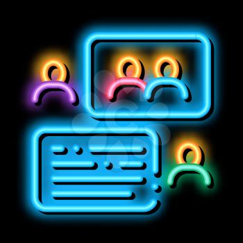 People Discussing neon light sign vector. Glowing bright icon People Discussing sign. transparent symbol illustration