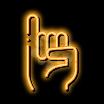 Hand Gesture neon light sign vector. Glowing bright icon Hand Gesture sign. transparent symbol illustration