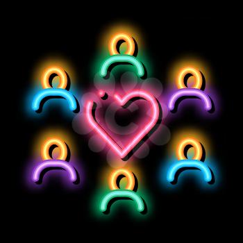 Human Group Love neon light sign vector. Glowing bright icon Human Group Love sign. transparent symbol illustration